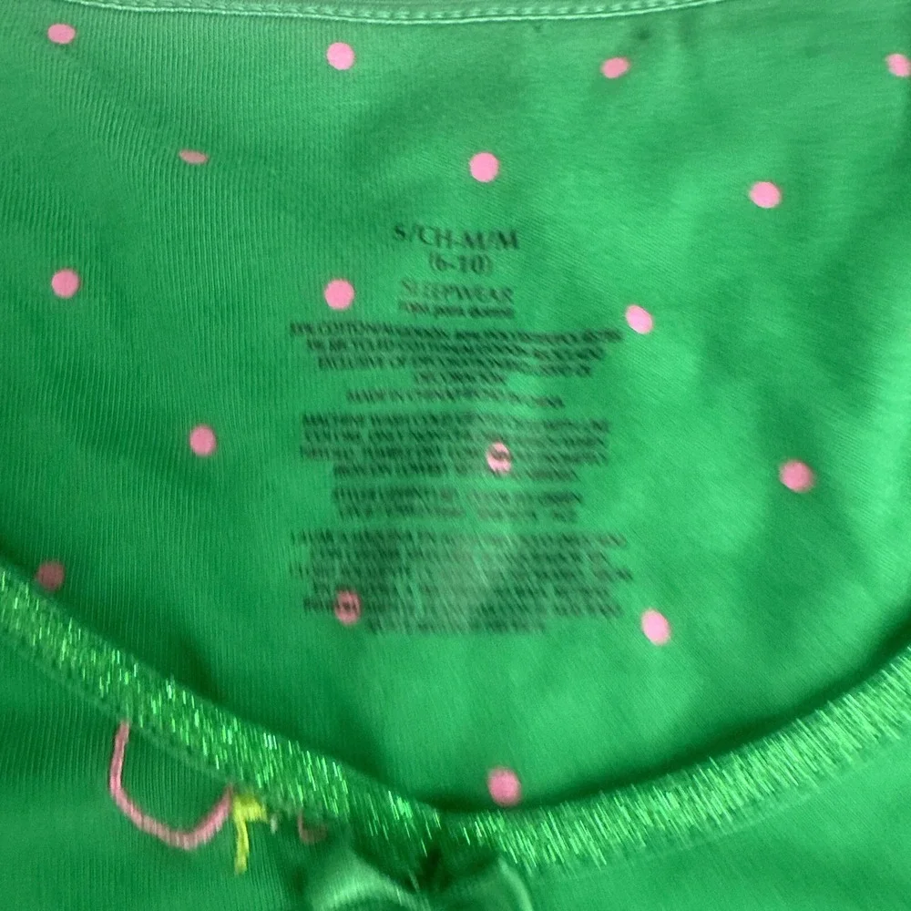 Unbranded Green Embroidered Apple Sleepshirt Nightgown V-Neck Long Sleeve Small